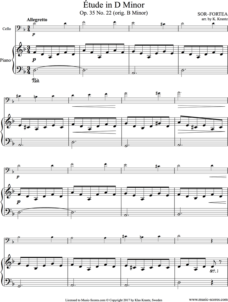 Front page of Op.35, No.22: Cello, Piano: D mi sheet music