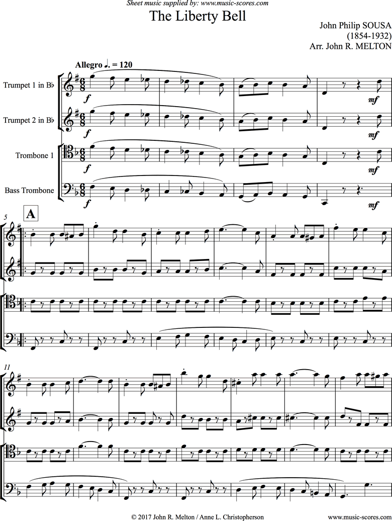 Front page of Liberty Bell: Brass Quartet sheet music