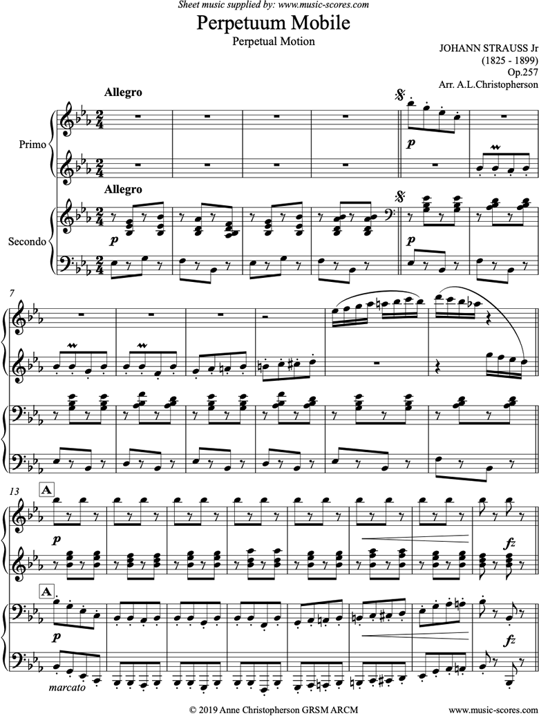 Front page of Perpetuum Mobile: Piano Duet sheet music