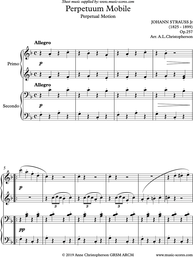 Front page of Perpetuum Mobile: Easy Duet sheet music