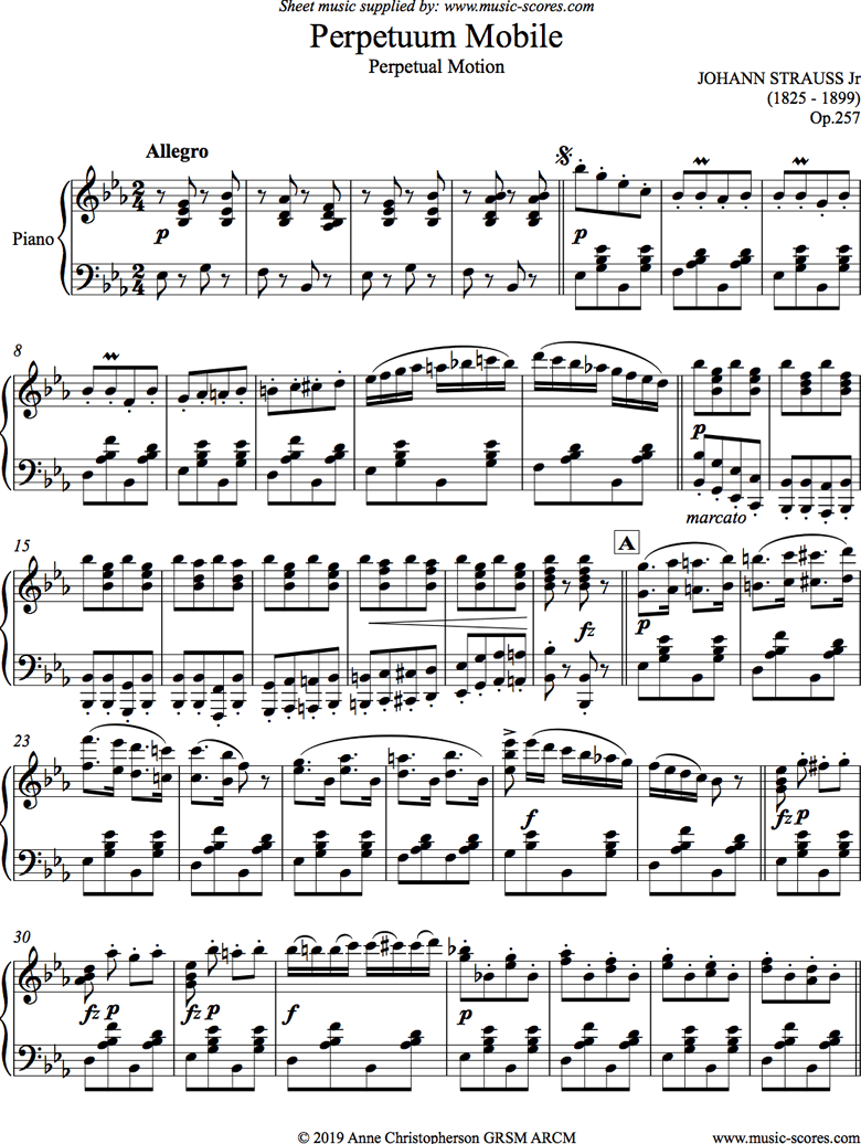 Front page of Perpetuum Mobile: Piano sheet music