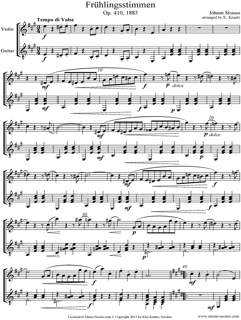 Front page of Op.410 Fruhlingsstimmen sheet music