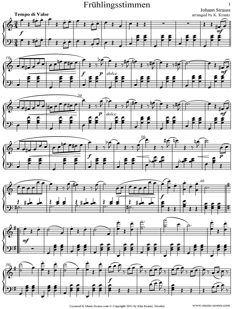 Op 410 Fruhlingsstimmen Piano Cma Sheet Music By Johann Strauss Jr