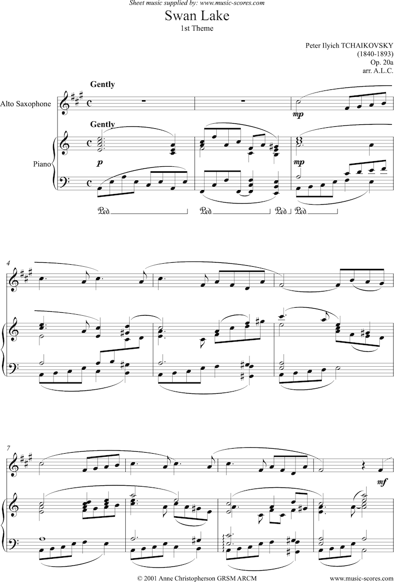 Theme from Swan Lake: Op. 20a - Alto Saxophone by Tchaikovsky