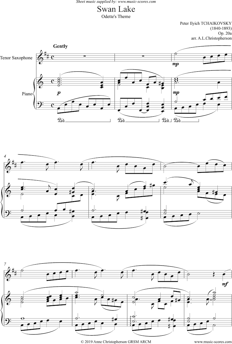 Odette s Theme from Swan Lake: Op. 20a - Tenor Saxophone by Tchaikovsky