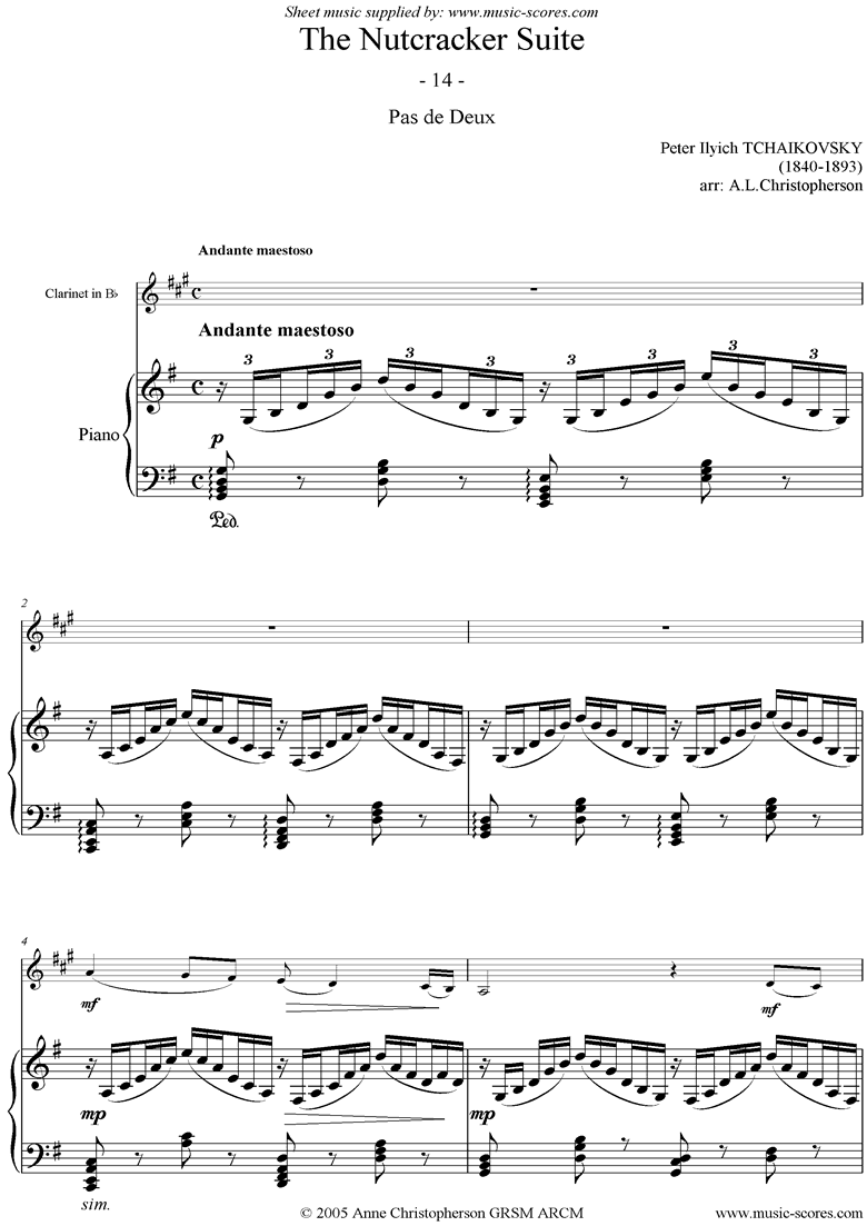 Front page of Nutcracker Suite: 14 Pas de Deux - Clarinet sheet music