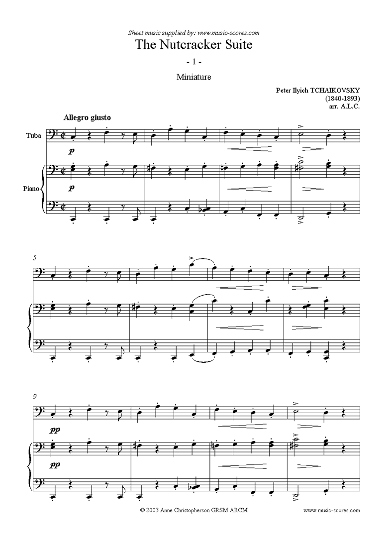 Front page of Nutcracker Suite: Miniature - Tuba sheet music