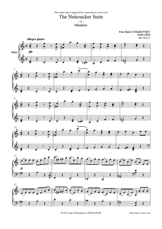 Front page of Nutcracker Suite: 01 Miniature sheet music