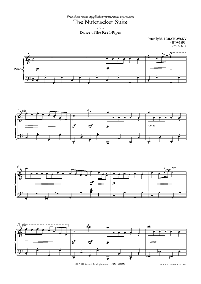 Front page of Nutcracker Suite: 07 Dance of the Reed-Pipes sheet music