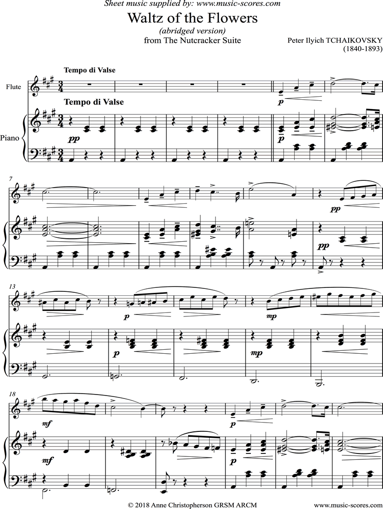 Front page of Nutcracker Suite: Waltz of The Flowers: Short: Flute sheet music