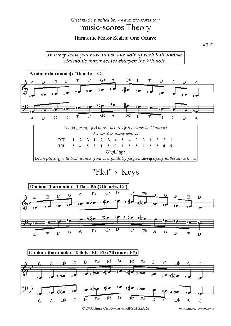 Front page of Harmonic Minor Scales: A, D and G sheet music