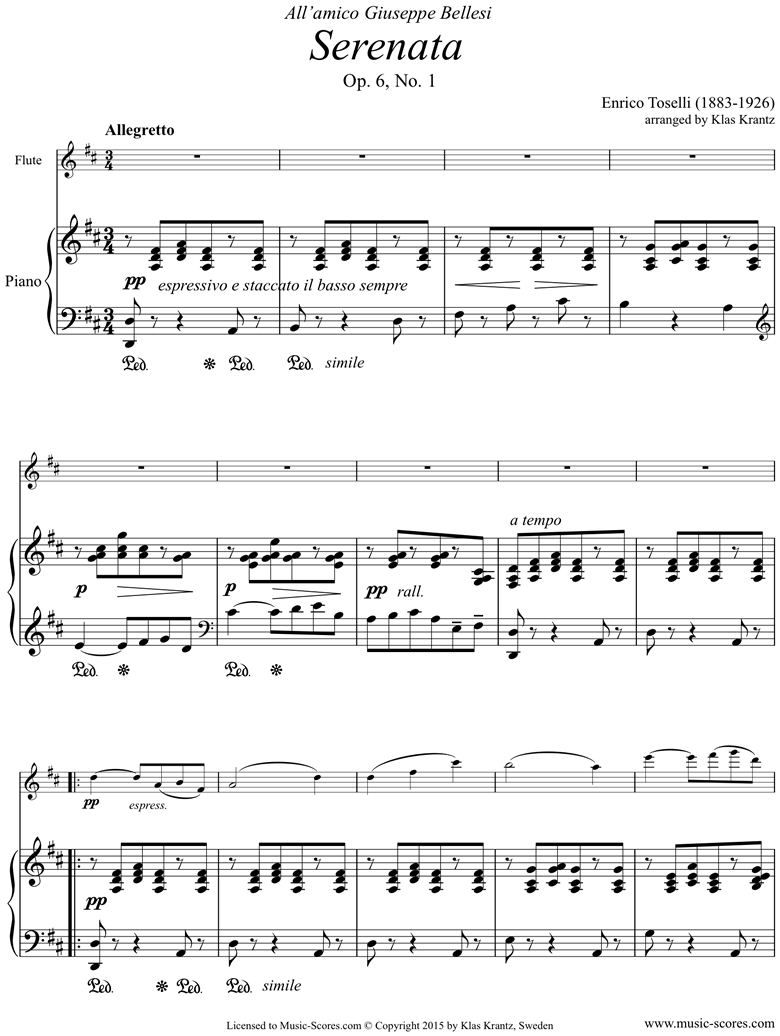 Front page of Op.6, No.1: Serenata Rimpianto: Flute, Piano sheet music