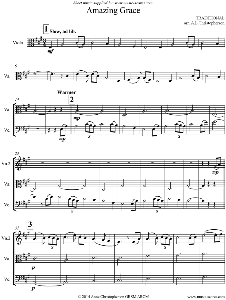 Amazing Grace: Strings: 5 mins by Traditional
