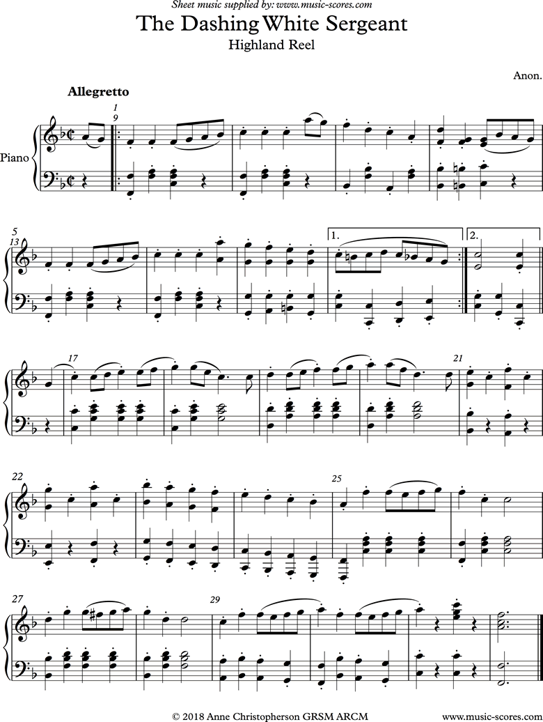 Front page of Dashing White Sergeant: Piano sheet music