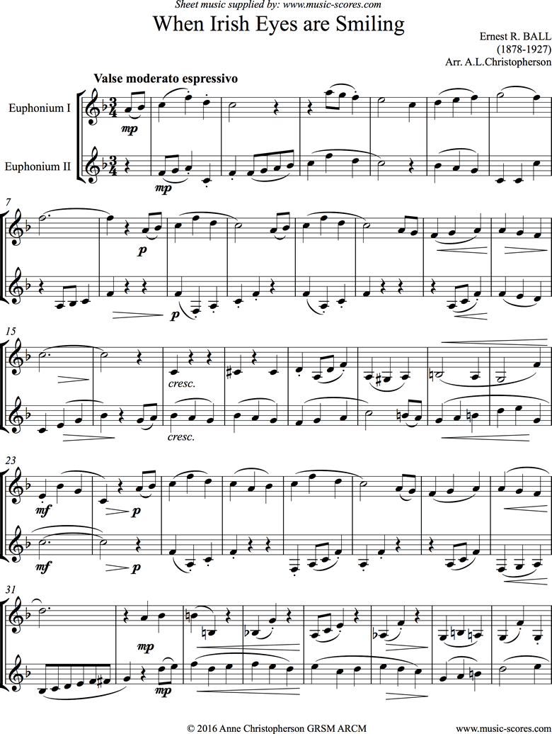 When Irish Eyes are Smiling: 2 Euphoniums by Traditional