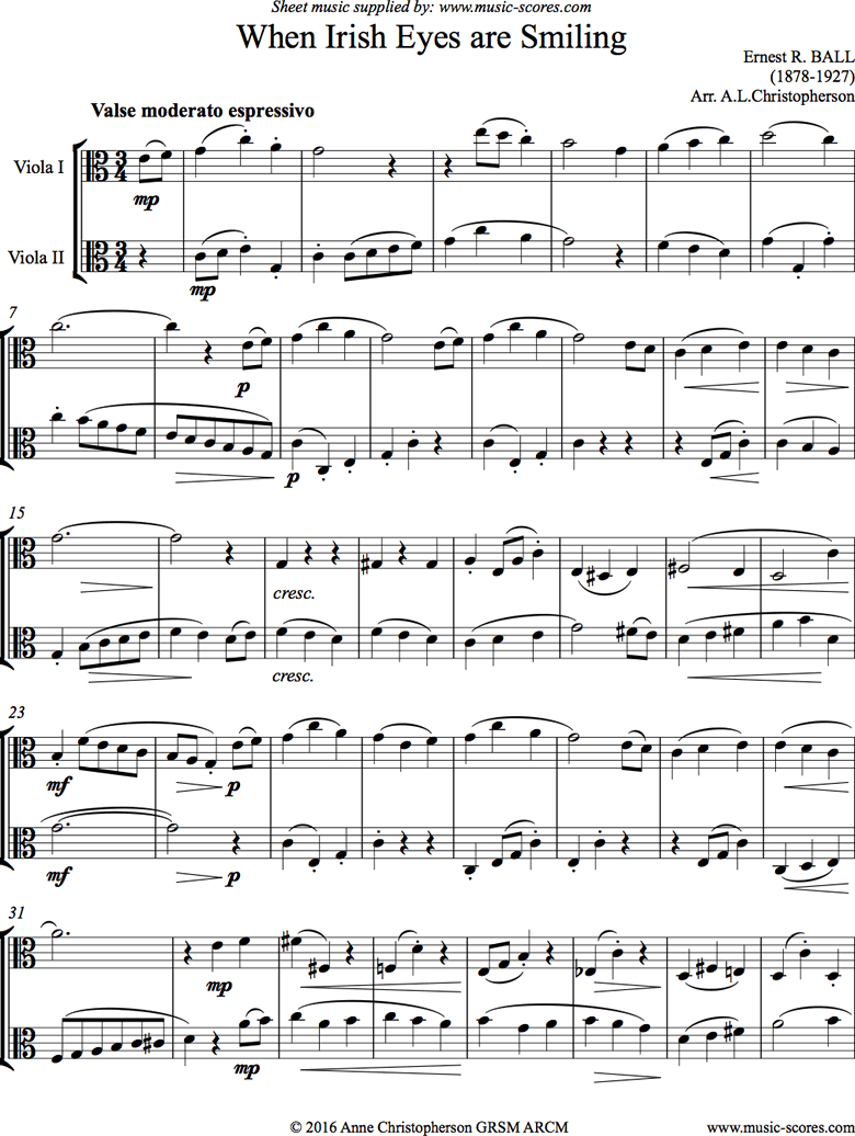 When Irish Eyes are Smiling: 2 Violas by Traditional
