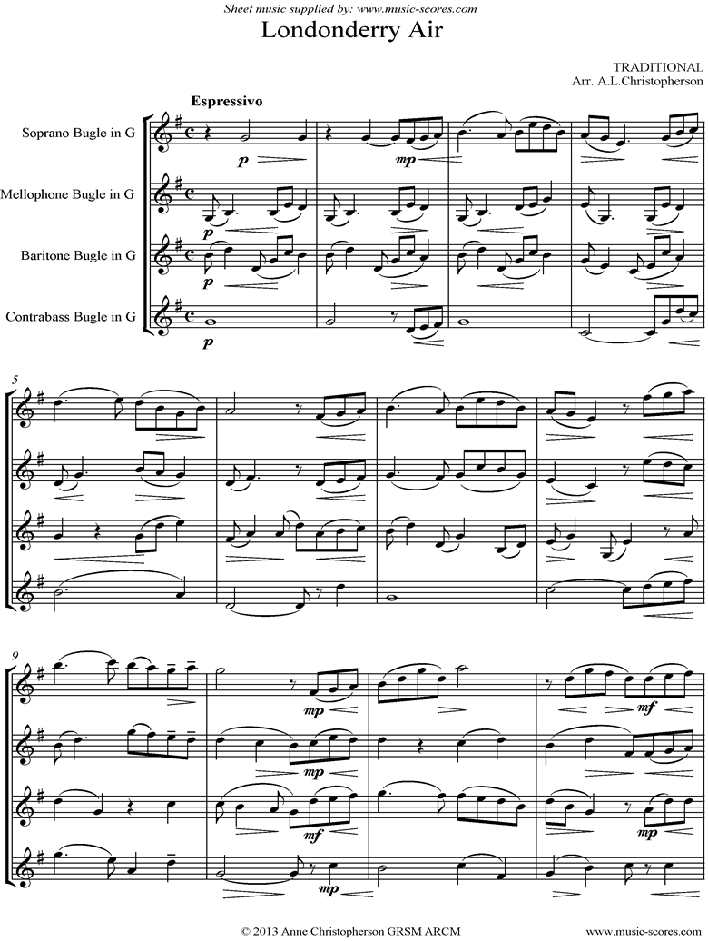 Danny Boy: I Cannot Tell: Londonderry Air: 4 Bugles by Traditional
