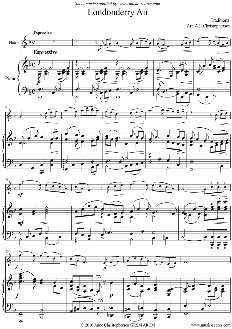 Danny Boy: I Cannot Tell: Londonderry Air: Flute and Piano by Traditional