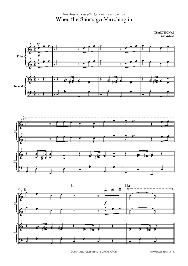 Front page of When The Saints Go Marching In sheet music