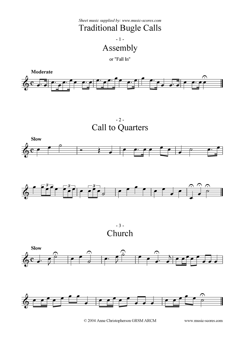 Taps Traditional Bugle Calls classical sheet music