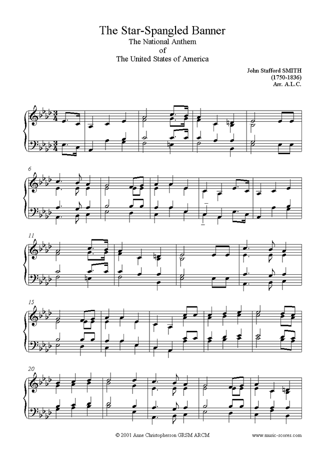 Front page of The Star Spangled Banner: Piano and words sheet music
