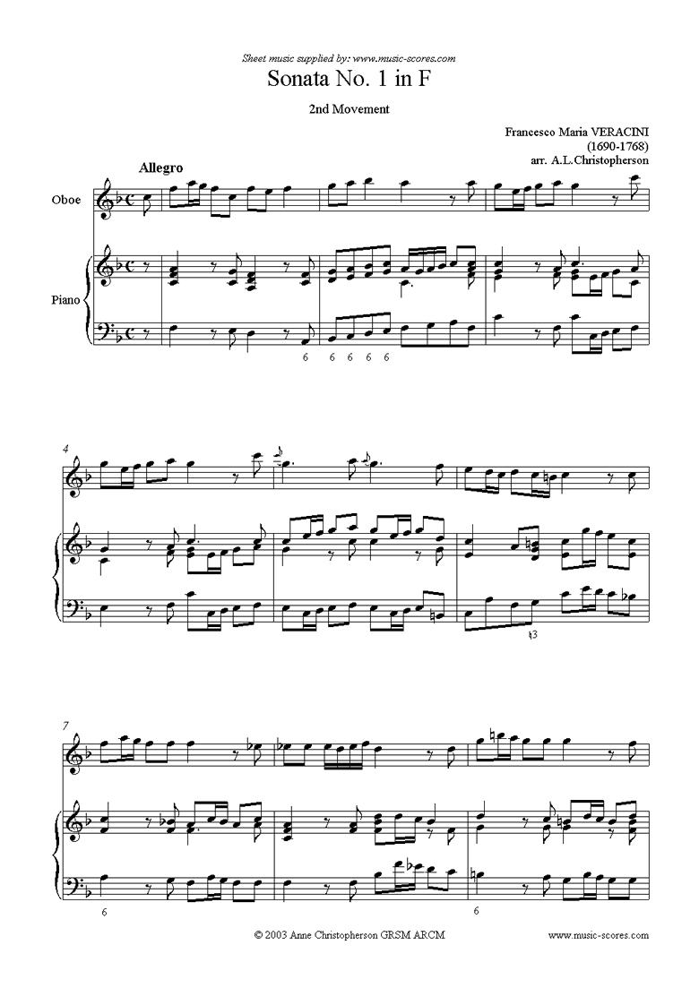 Front page of Sonata Prima: Oboe, Piano sheet music