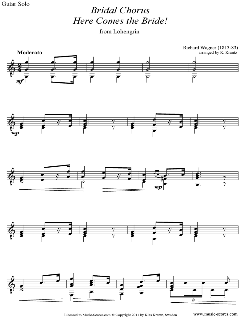 Wedding March: from Lohengrin: Guitar by Wagner