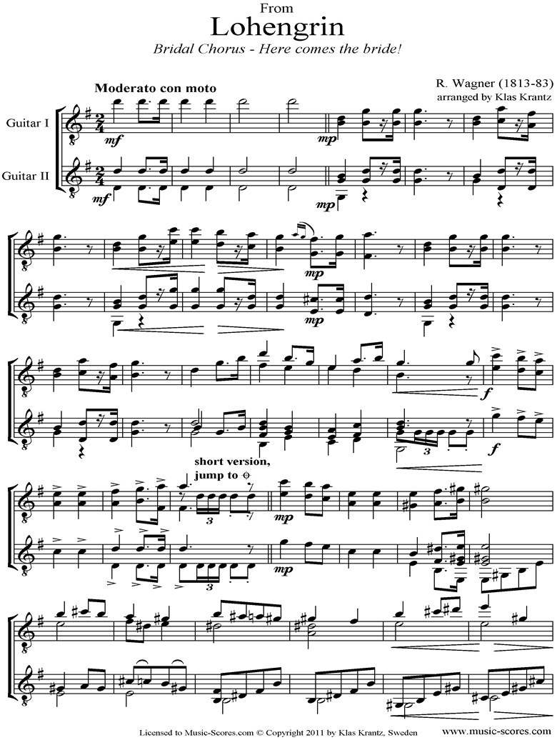 Wedding March: from Lohengrin: 2 Guitars by Wagner