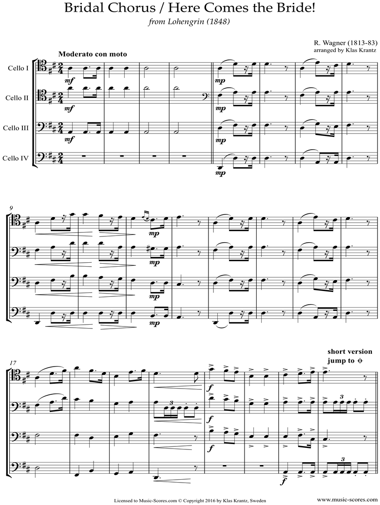 Wedding March: 4 Cellos by Wagner