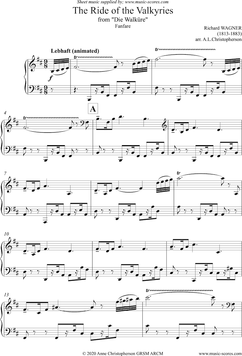 Front page of Ride of the Valkyries: Piano harder sheet music