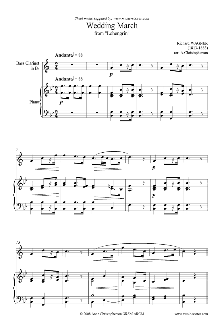 Wedding March: from Lohengrin: Bass Clarinet by Wagner