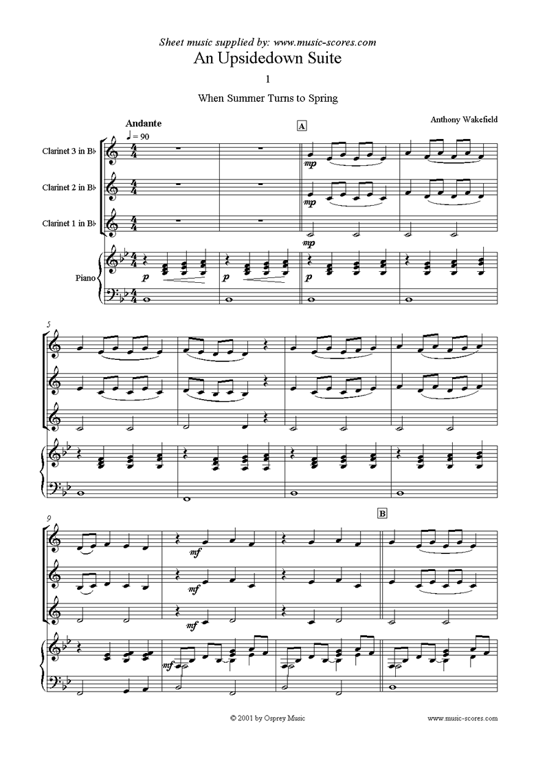 Front page of An Upside Down Suite sheet music