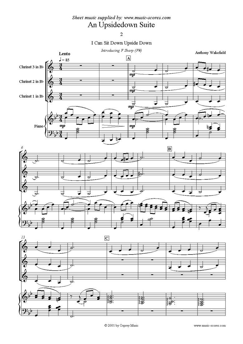 Front page of An Upside Down Suite sheet music