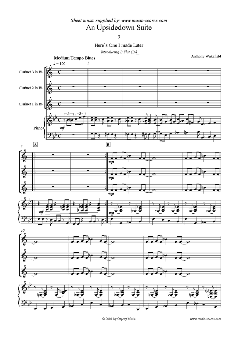 Front page of An Upside Down Suite sheet music
