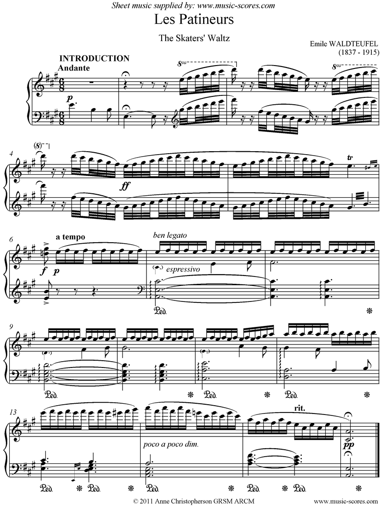 Front page of Skaters Waltz: Piano: A major sheet music