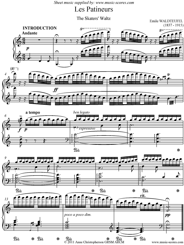 Skaters Waltz: Piano: C major by Waldteufel