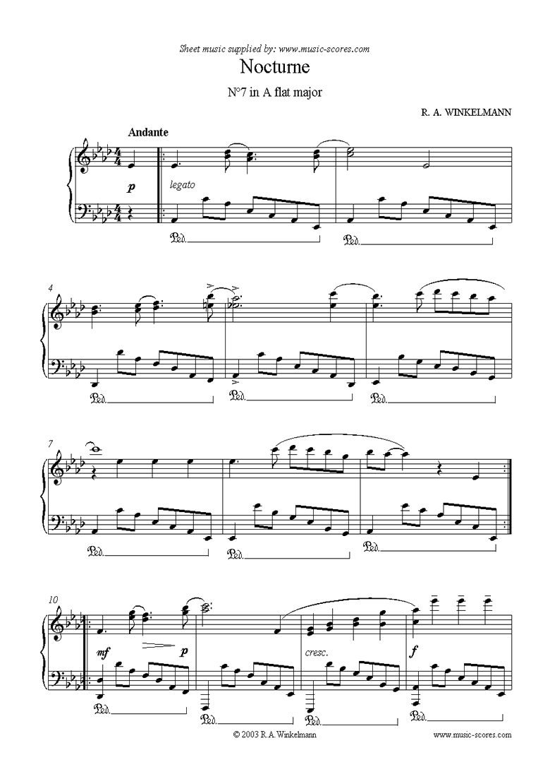 Front page of Nocturne No. 7 in A b sheet music