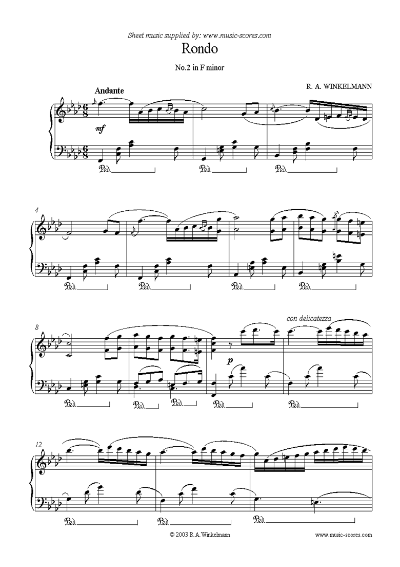 Front page of Rondo in F minor sheet music