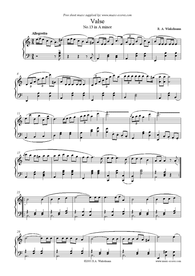 Front page of Valse: No. 13 sheet music