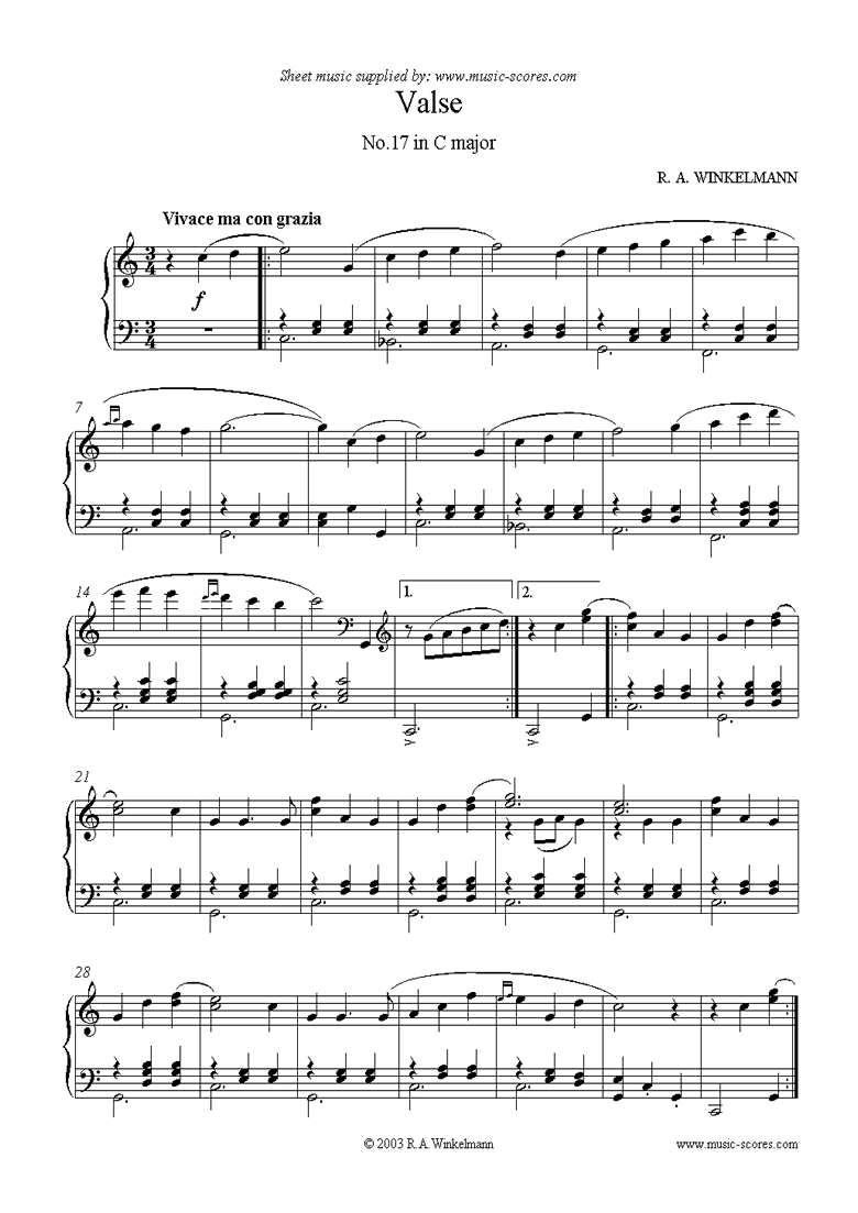 Front page of Valse No. 17 in C sheet music