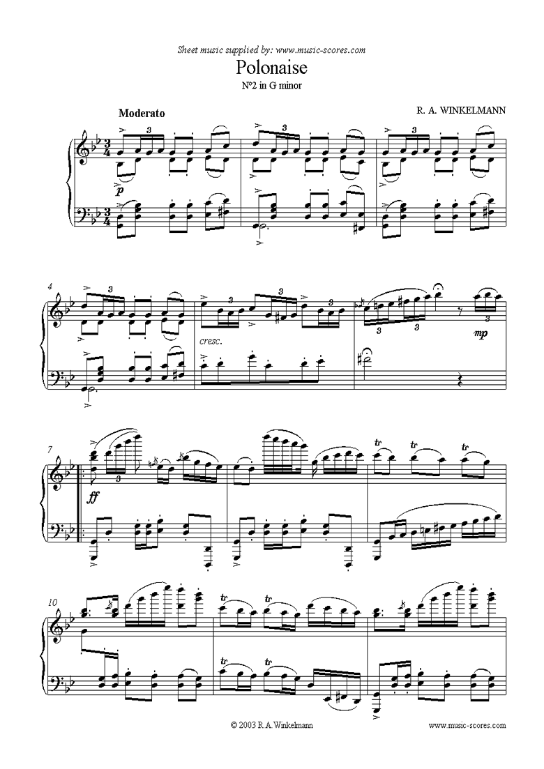 Front page of Polonaise in G minor sheet music