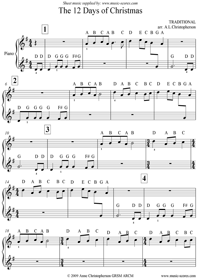 Front page of The 12 Days of Christmas: Easy Piano sheet music
