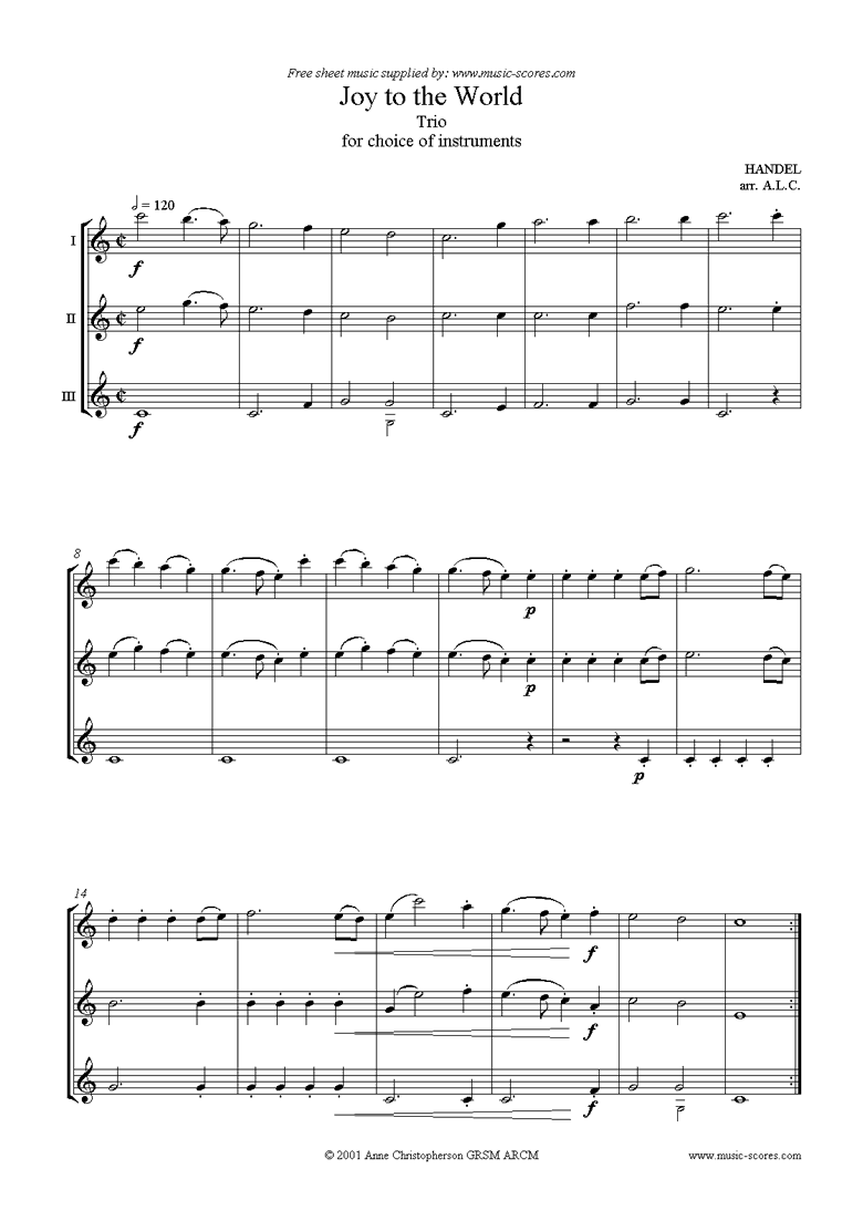 Front page of Joy to the World: Any 3 instruments sheet music
