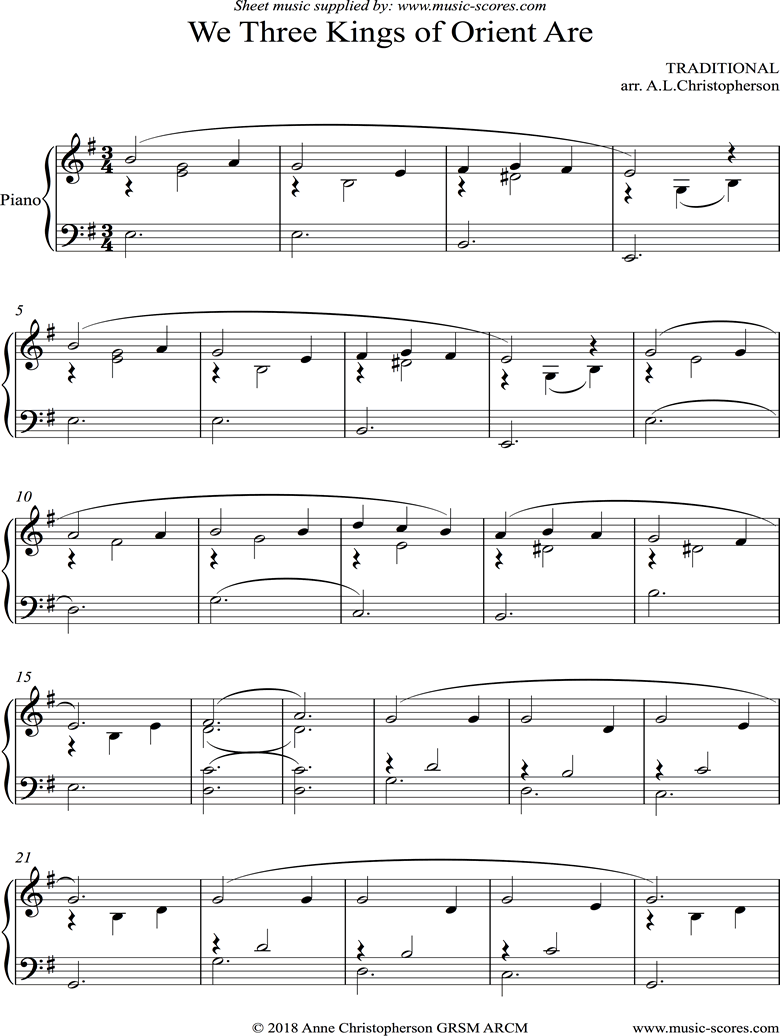 Front page of We Three Kings: Voice, Piano sheet music