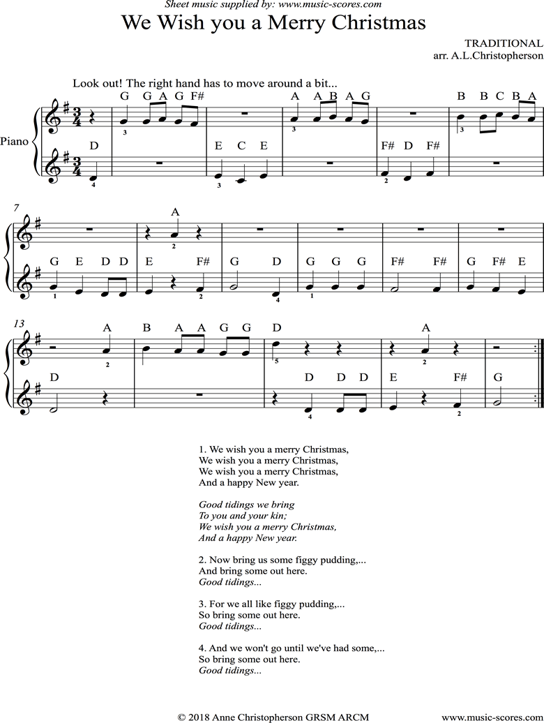 Front page of We Wish You a Merry Christmas: Easy Piano sheet music