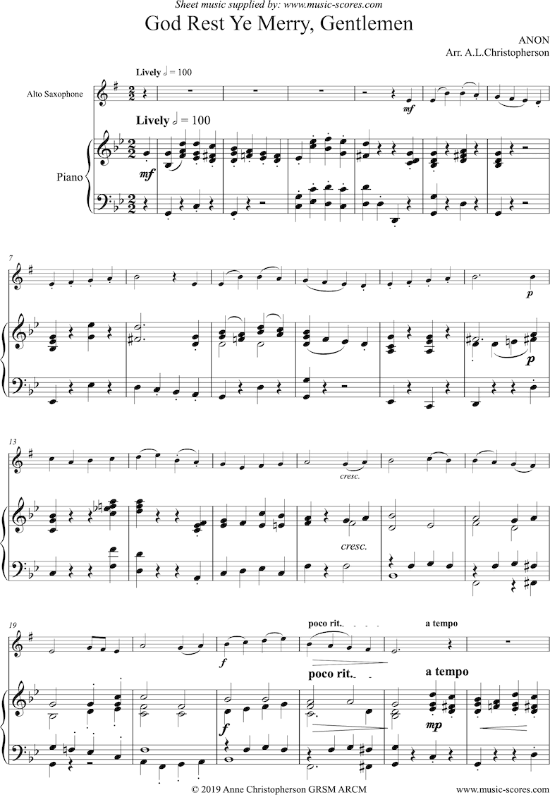 Front page of God Rest Ye Merry, Gentlemen: Alto Sax and Piano sheet music