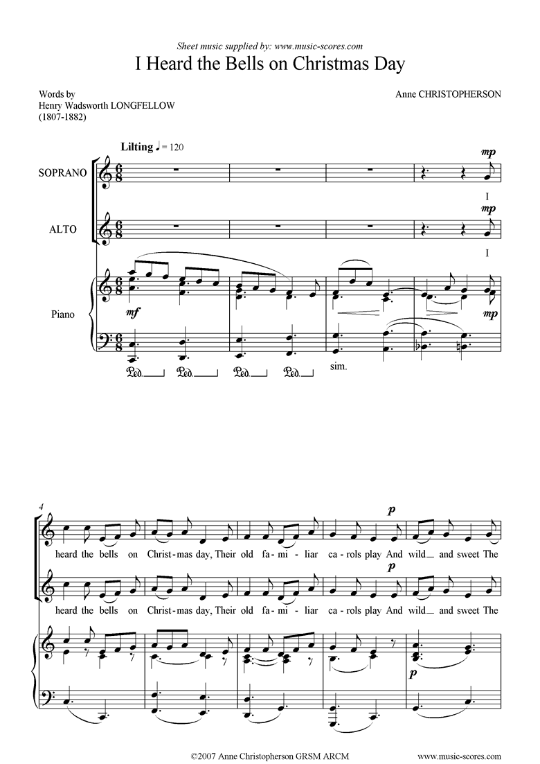 Front page of I Heard the Bells on Christmas Day: Choir sheet music