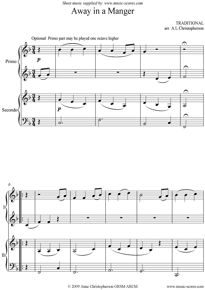Away in a manger easy piano discount