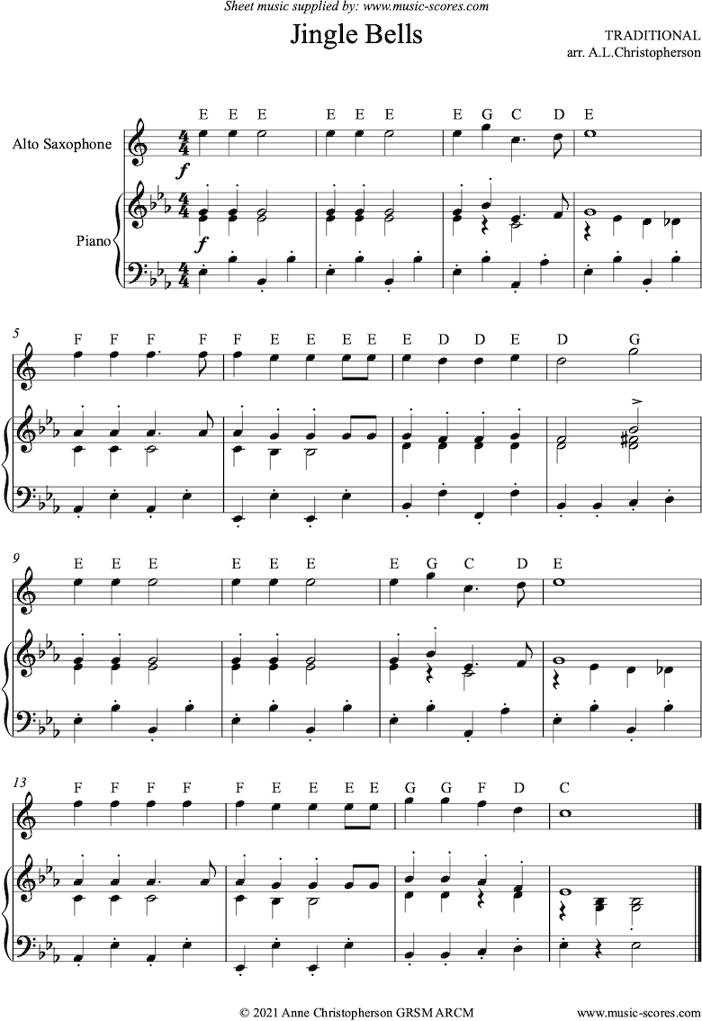 Jingle Bells Alto Saxophone Sheet music for Saxophone alto (Solo)