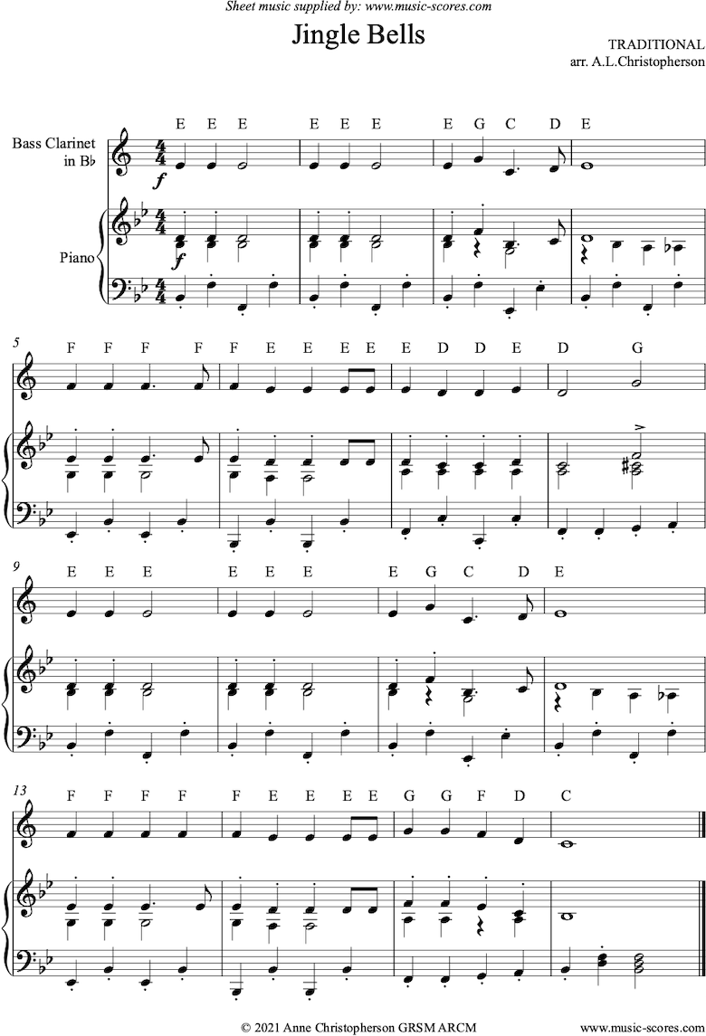 Jingle Bells Clarinet - Sheet music - Cantorion - Free sheet music, free  scores